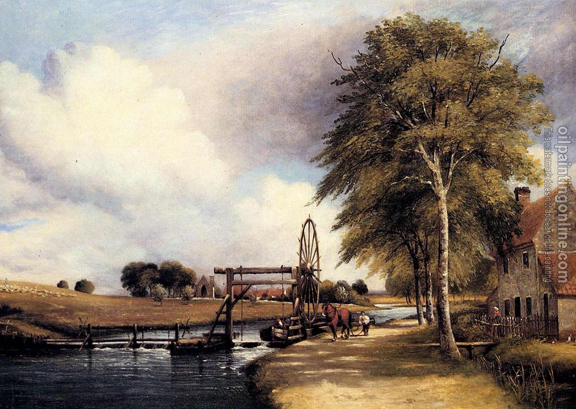 Watts, Frederick Waters - The Lock At Santon On The Little Ouse In Norfolk